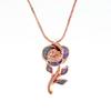European and American Fashion Rose Gold Purple Whole Rose Pendant Necklace Retro