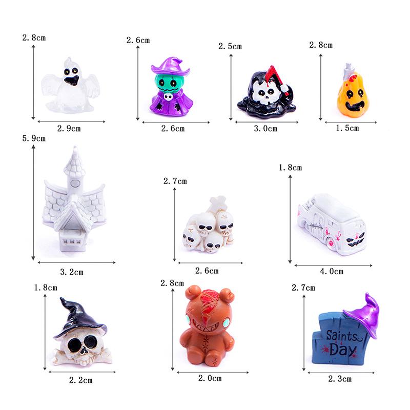 Halloween Ornament Micro Landscape Decoration Accessories Wizard Ghost Pumpkin Rabbit Bat Tree Magic House Resin Ornaments