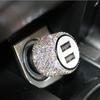 5V 2.1A Dual USB Fast Car Charger 2 USB Port Aluminum Alloy Charging Adapter - Crystal Rhinestone Car Charger