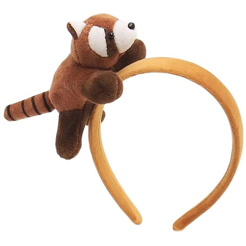 

Cartoon Raccoon Headband 3D Animal Plush Hairband Women Face Washing Hairhoop Adult Kids Family Gathering Party Headwear 1 темно-коричневого