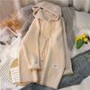 WTEMPO Hooded Long Sweater Drop Shoulder Women Autumn Winter Solid Knitted Pullovers Warm Loose Casual Knitwear Hoody Jumper