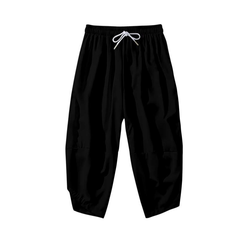 Set Kimono Negru Japonez pentru Bărbați, Jachetă cu Față Deschisă, Mânecă 3/4, cu Pantaloni, Stil Asiatic Chinezesc, Cardigan Imprimat