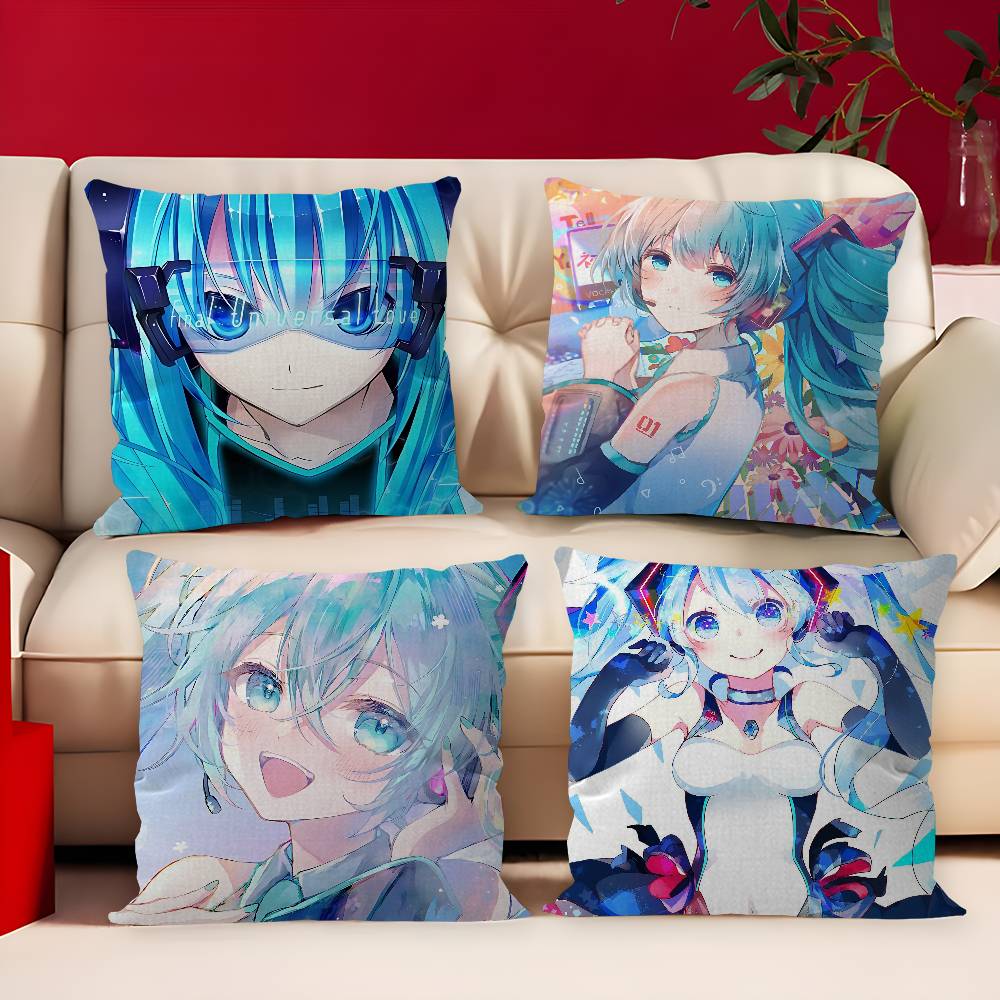 Music H-Hatsune Girl M-Mikues Cushion Cover Pillowcase Upholstery Sofa Throw Pillow Home Decor Pillowcas