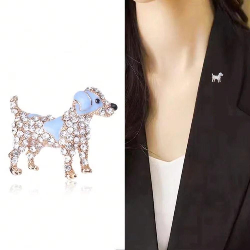 Sparkling Dog Brooch Novelty Lapel Pins Fashion Jewellery Pins Suit Coat Accessories