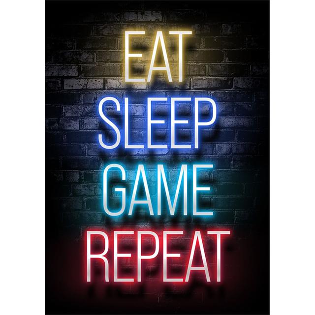 Playroom Poster Decoration Gaming Prints Neon Video Gamer Canvas Painting Wall Art Picture for Kids Boys Game Room Decor Gift No Frame