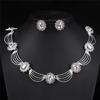 Retro Crown Necklace and Earring Set: Luxury Three-Piece Bridal Jewelry for Weddings and Banquets