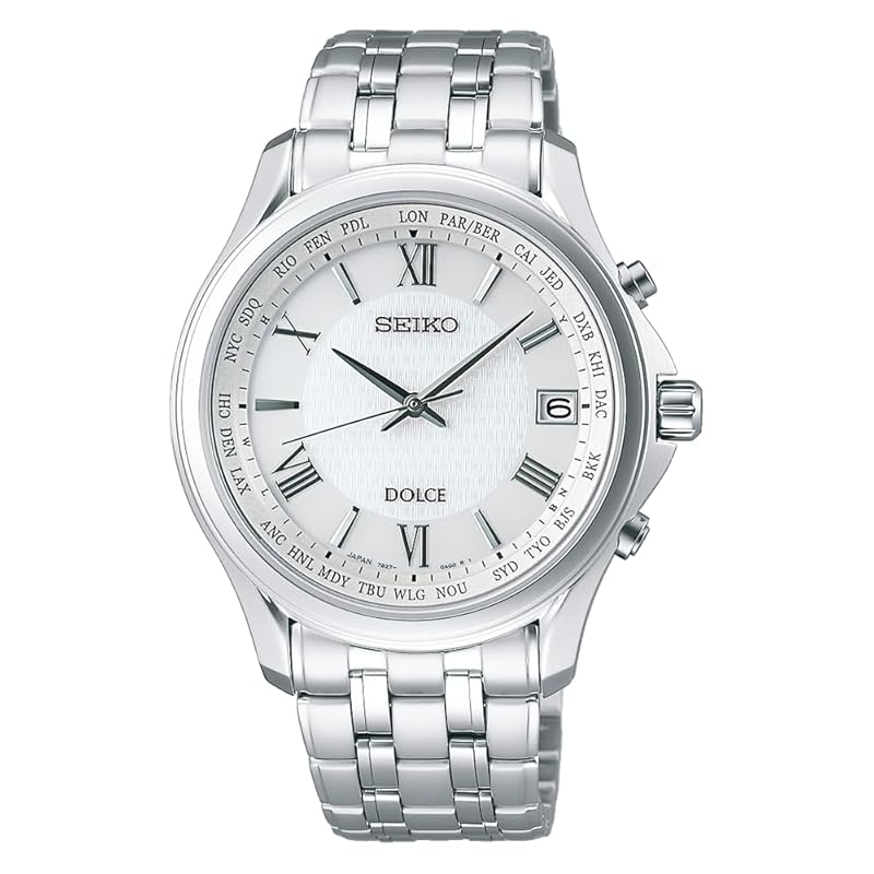 

[Seiko Watch] watch dolce solar radio waves titanium model platinum diamond shield white dial curved sapphire glass SADZ201 men s silver