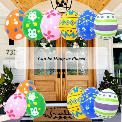 2pc Inflatable Easter Egg Balloon Giant Egg 35x27cm Easter Outdoor Yard Home Decor Ornament Garden Pendant Easter Party Supplies