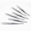 1.5mm Thick Stainless Steel Precision Tweezers with Bent Tip for Hair Plucking and Eyelash Curling