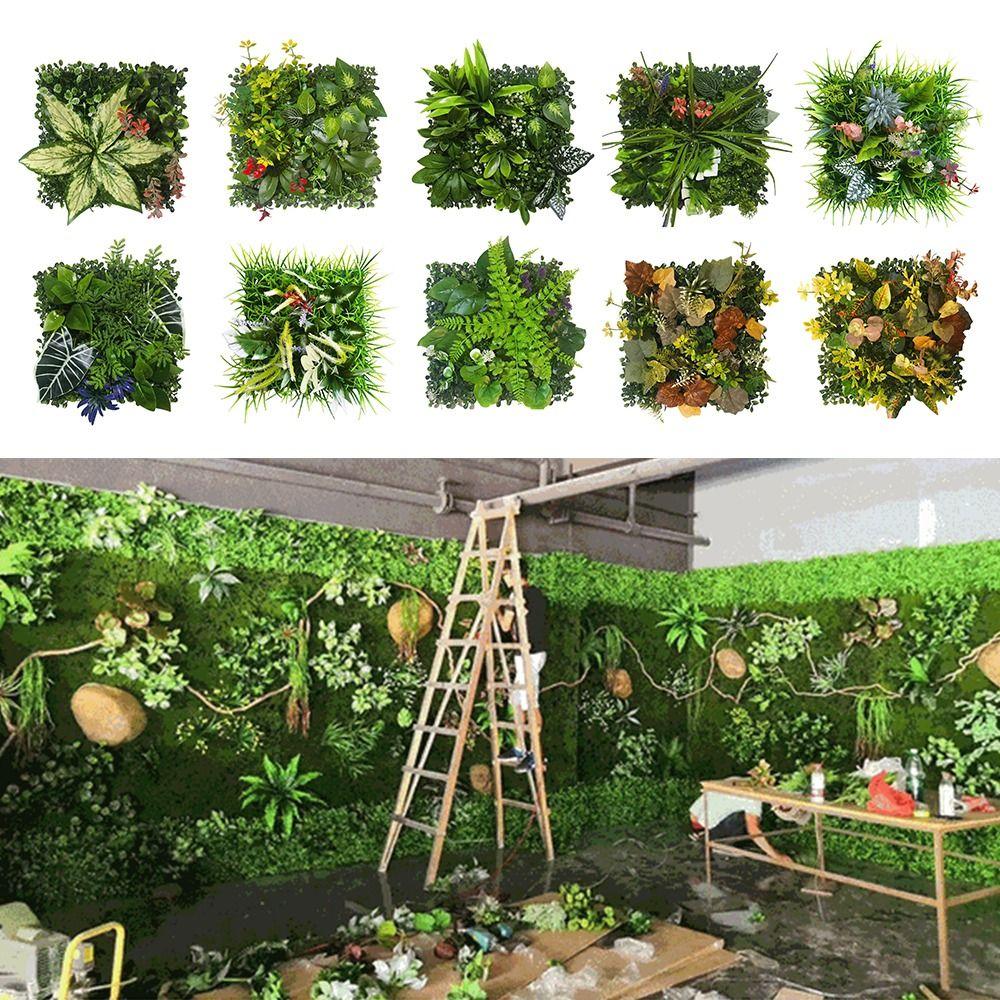 25*25cm Simulation Turf Sheet Green Fake Green Grass Mat Garden Grass Wall Home Decoration