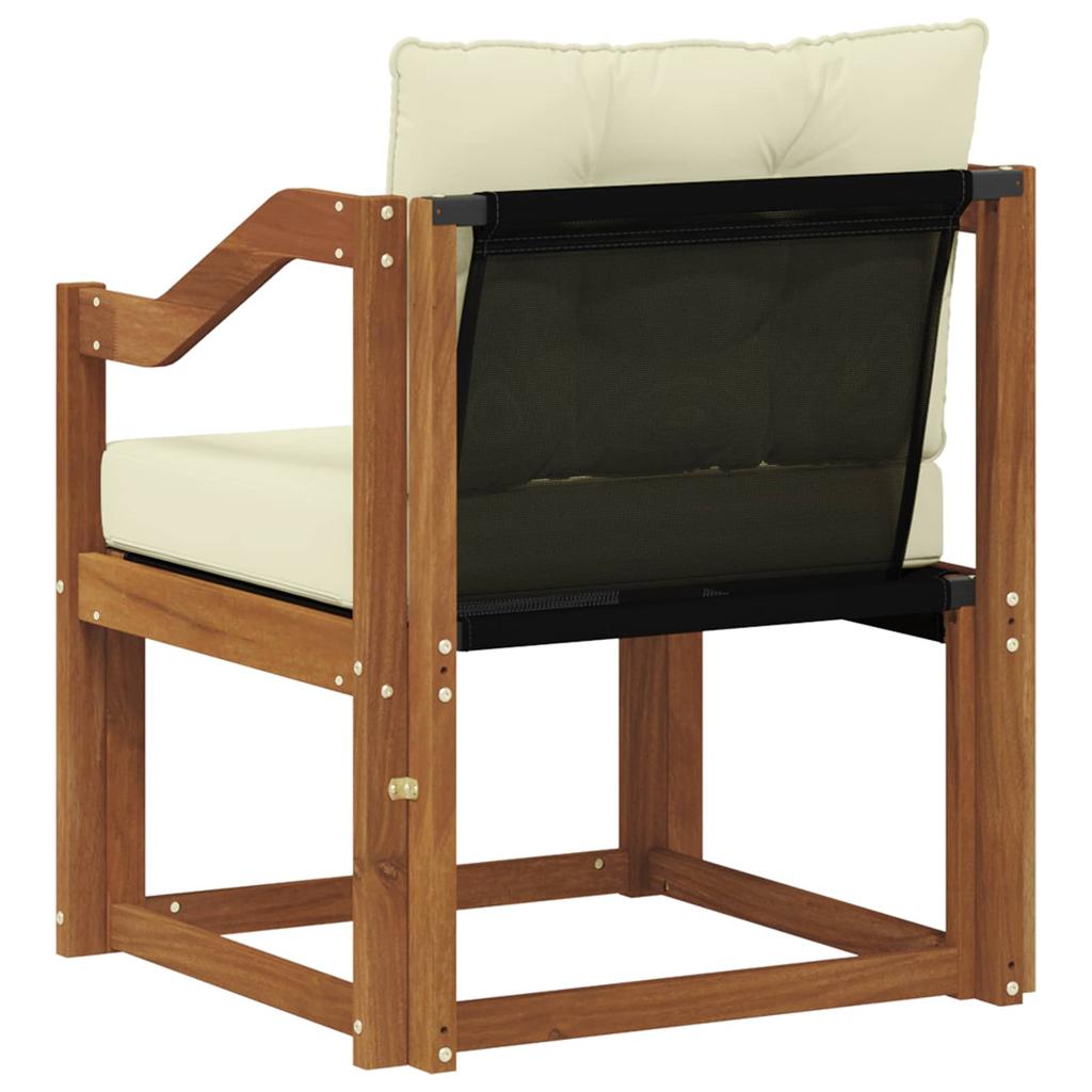 Outdoor Sofa Solid Acacia Wood Natural and Cream