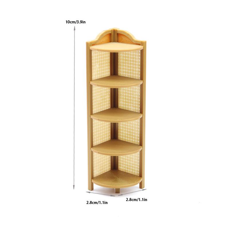 1/12 Dollhouse Simulation Miniature Corner Storage Rack Display Shelves Model Dollhouse Retro Scene Furniture Decoration Toys
