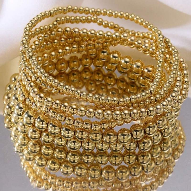 7pcs Simple Bead Bracelet Set For Women, Neutral Casual Vacation Date Daily Wear Accessories