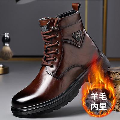 Schuhe für Herren Herbst Winter Echtleder Stiefel Mode Lässig Warm Baumwolle Arbeitsstiefel Mann Designer Knöchelhohe Stiefel Zapatos Hombre