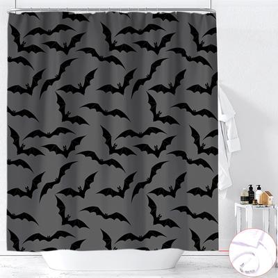 Halloween Bat Cartoon Shower Curtain Washable Dirt-Resistant Shower Head Waterproof Polyester Bath Curtain For Home Decor