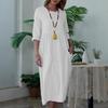 Women's Medium Length Dress Women's Solid Color Short Sleeved Round Neck Fashion Casual Dresses