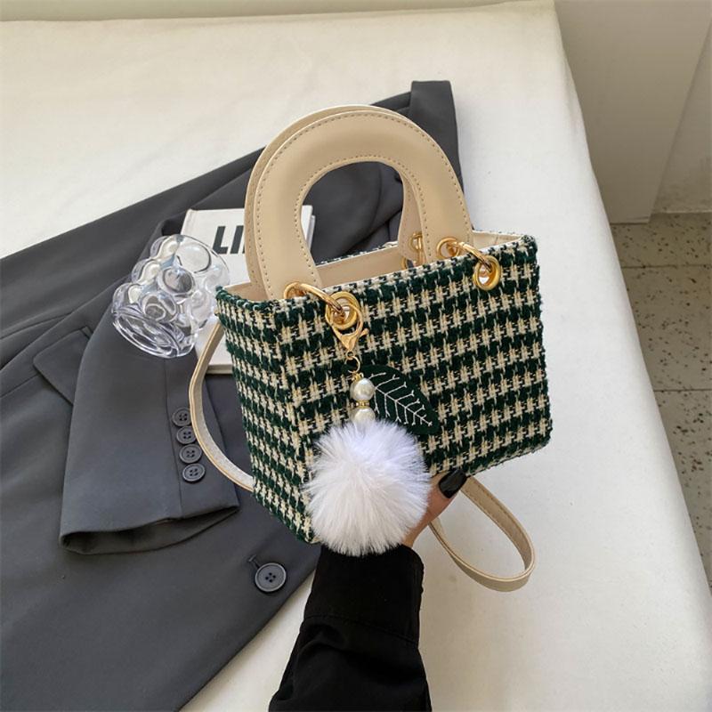 

Осенне-зимняя шерстяная сумка в рождественском стиле для женщин, новая модная клетчатая мини-сумка в квадратном стиле для пожилых людей, сумка через плечо Sense Mini(Max Length<20cm)