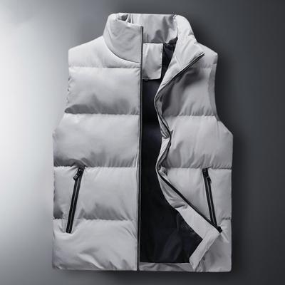 Ärmellose Jacke Stehkragen Warm Männlich Trendy Winddicht Taschen Taschen Weste Streetwear