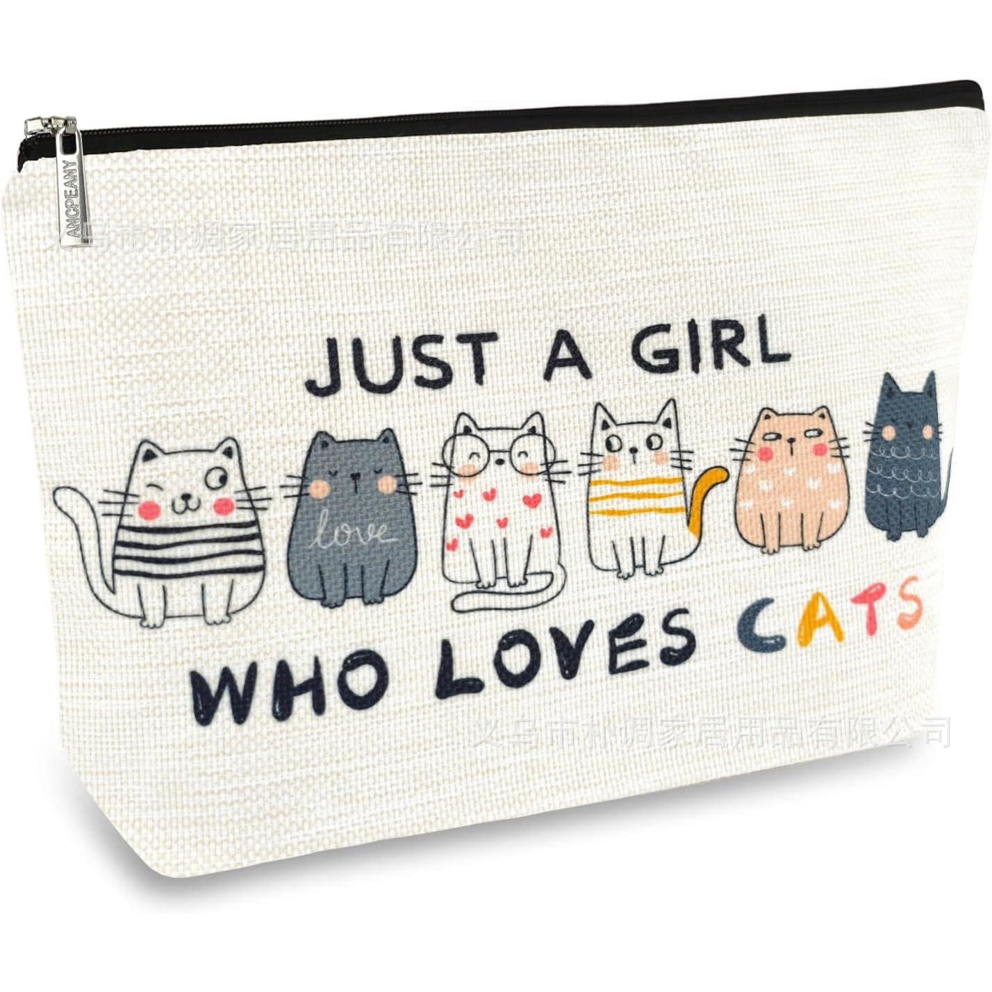 Cat Toiletry bag, Cute Cat Themed Gifts for Girls, Cat Lover Travel Cosmetic Bag Zipper Pouch, For Birthday Valentine s Day