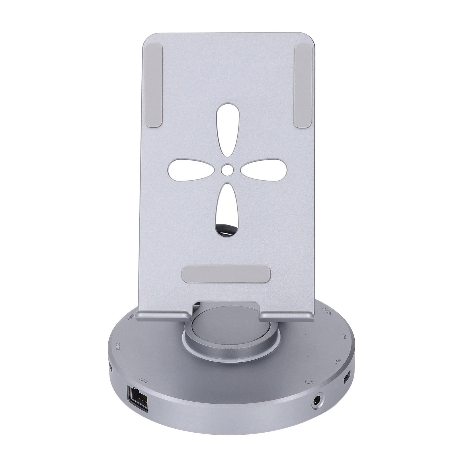 

10 in 1 USB Hub Type C M To PD 2xUSB3.0 USB2.0 USB C RJ45 3.5 Sound HD 2.0 Port Docking Station with Stand