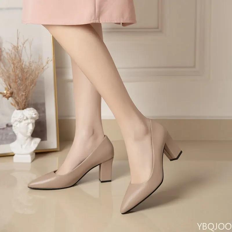 Ladies' Trendy New Pointed Commuting High Heels with Matching Shoes Shallow and Thick Matching Shoes That Are Versatile Platform