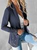 European & American Style Women's Solid Color Rhinestone Long Sleeve Cardigan