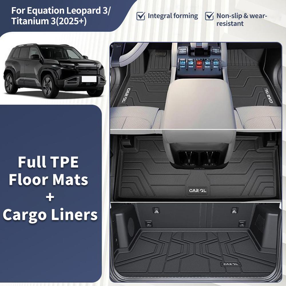 For BYD Equation 2025 Leopard 3 Titanium 3 Set TPE Car Floor Mats & Cargo Liners Waterproof Protector Auto Interior Accessories