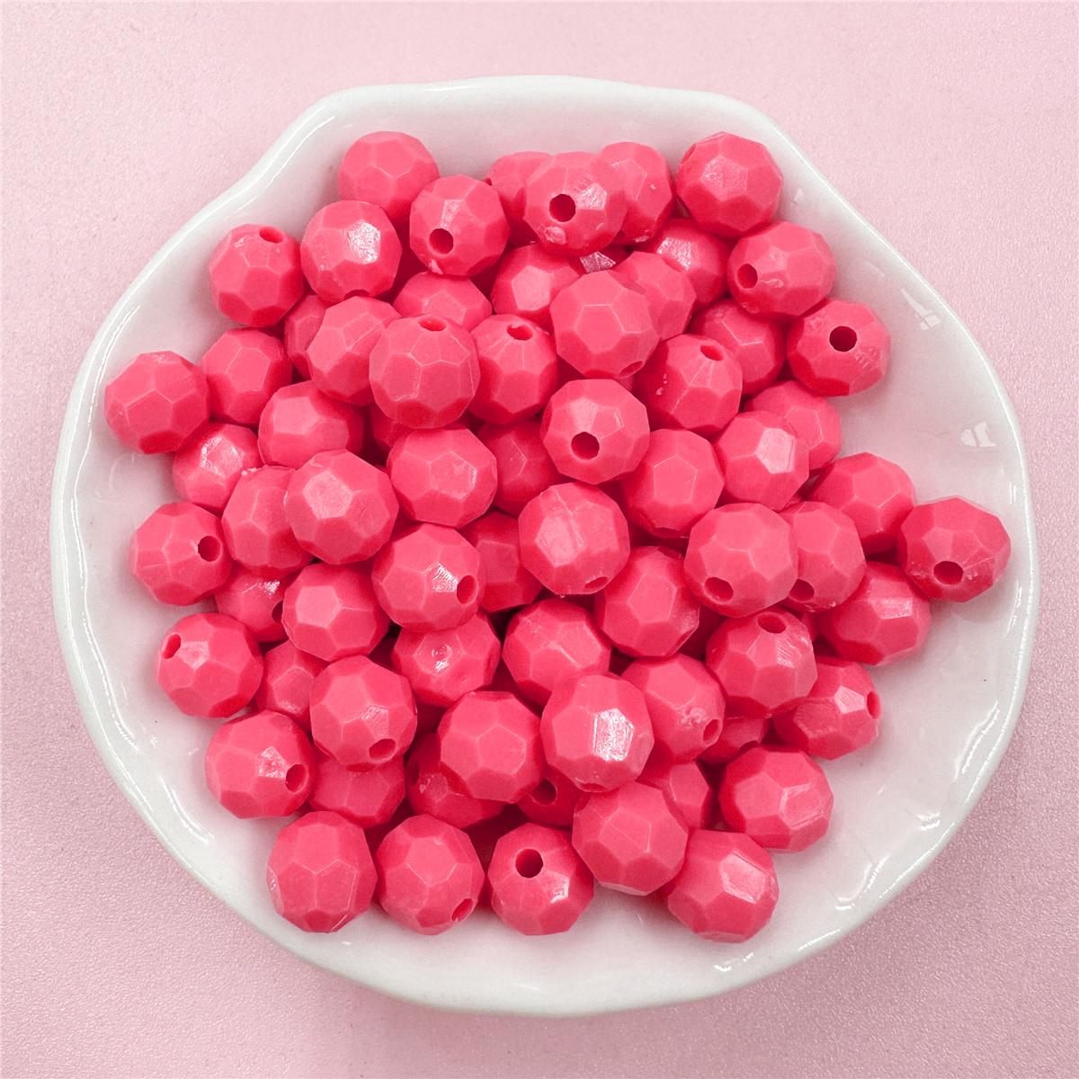 

Сплошные цветные круглые бусины, 50 шт., акриловое детское ожерелье, цепочка для мобильного телефона, аксессуары, браслет, подарочная сумка, 7,5*8 мм, разная огранка розы красного