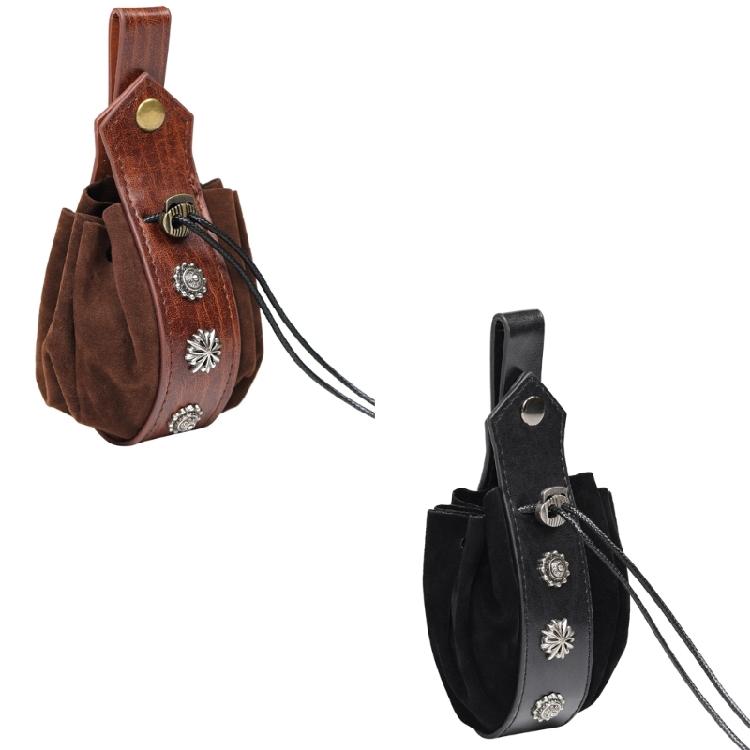 Medieval PU Leather Pouch Portable Drawstring Storage Bag Waist Pack Coin Purse Cosplay Vintage Belt Pouches Dices Bag