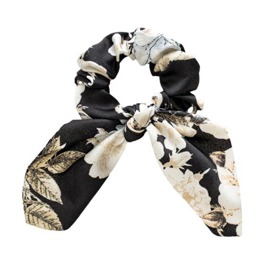 Hair Tie Floral Print Bunny Ear Design Hair Rope High Elasticity No Damage Bun Half-Tied Hairstyles Ponytail Holder Hair Accessory