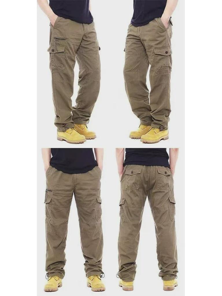 Herren Frühling & Herbst Multi-Pocket Casual Outdoor Hose - Große Größe, Atmungsaktiv & Einfarbig