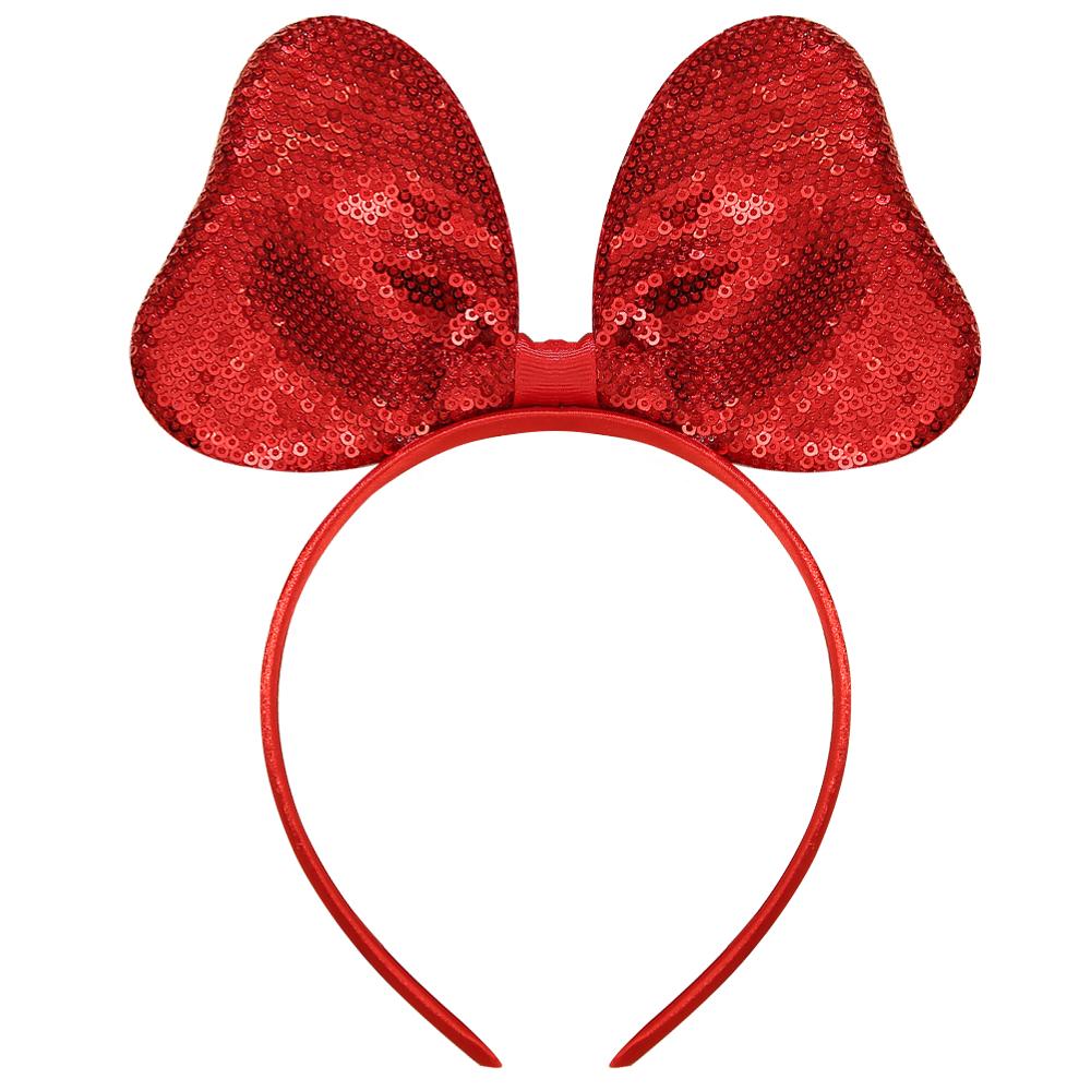 Großes Glitzer Schleifen Stirnband für Mädchen Rote Pailletten Schleife Haarbänder Halloween Weihnachtsfeier Cosplay Kostüm Geschenke für Teenager Frauen