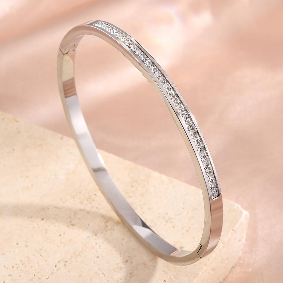 ZAKOL 5/1pcs Creative Stainless Steel Four-leaf Flower Bracelet Set for Women Buling Zirconia Inlaid Fashion Stackable Jewelry