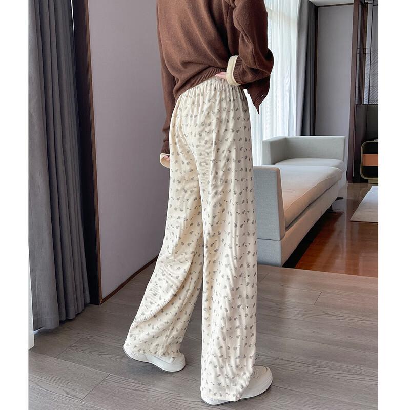 TonLion Women's 2024 Floral Corduroy Straight-Leg Casual Pants