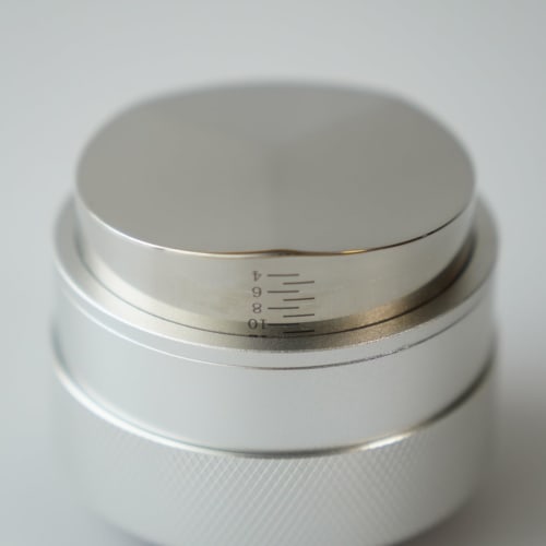 FUN COFFEE Espresso Distributor/Coffee Tamper, 58mm, with Graduations, Adjustable Height, Stainless Steel, Espresso Machine Accessory, 3 Inclined Beve