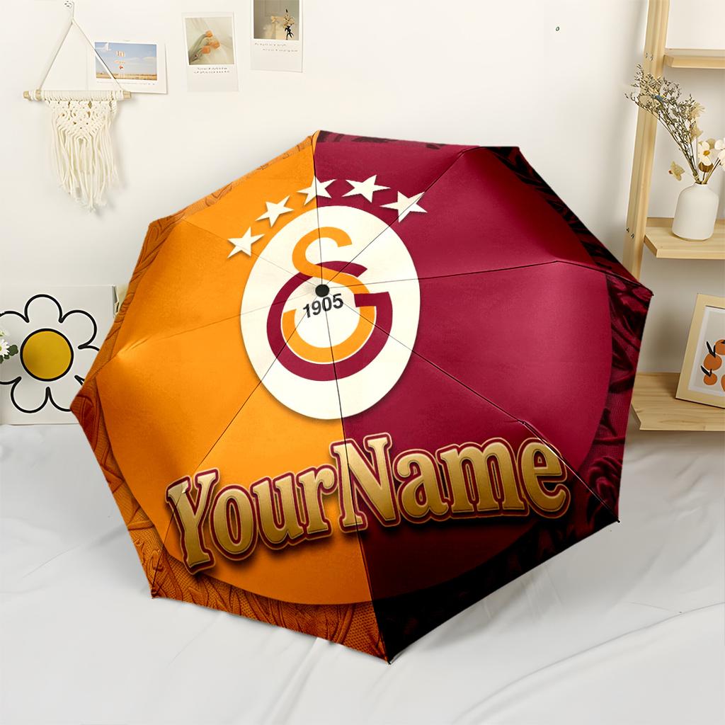 Galatasaray1 Customize Your Name Umbrella Portable Automatic Umbrella Retractable Design with 8-Rib Durability Foldable Design Travel Essential