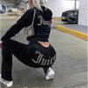 Veludo Juicy Roupa de Costura Moletons de Veludo com Zíper e Conjunto de Calças Roupa Esportiva 2024 Agasalho Crop Feminino Primavera/Outono
