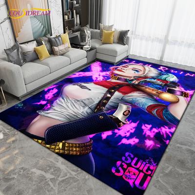 Harley-Quinn Kreslený Koberec Velký, Koberec s Klaunskou Dívkou pro Dekoraci Obývacího Pokoje Ložnice, Kuchyňová Koupelnová Protiskluzová Podlahová Rohož