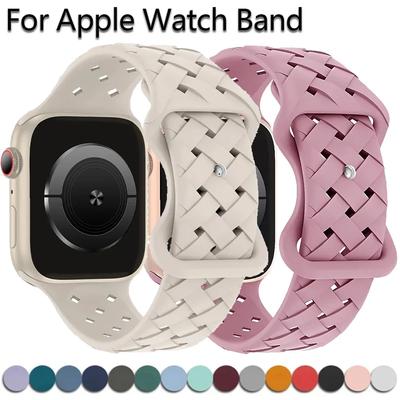 Silicone Strap for Apple Watch Band Ultra 2 49mm 46mm 45mm 44mm 42mm Sport Breathable Bracelet For IWatch Series 10 9 8 7 6 SE 5