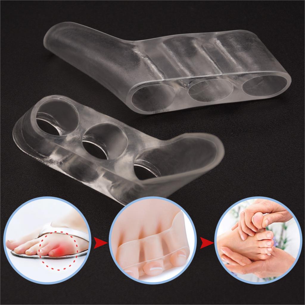 Transparenter Silikon-Gel-Glätteisen, Schmerzlinderung, Zehenschutz, Drei-Loch-Bunion-Fußpflegewerkzeuge für kleine Zehen
