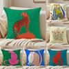 Geometric Animal Leopard Abstract Pattern Art Cushion Cover Pillowcase Antidustmite Invisible Zipper Short Plush Sofa Cushion