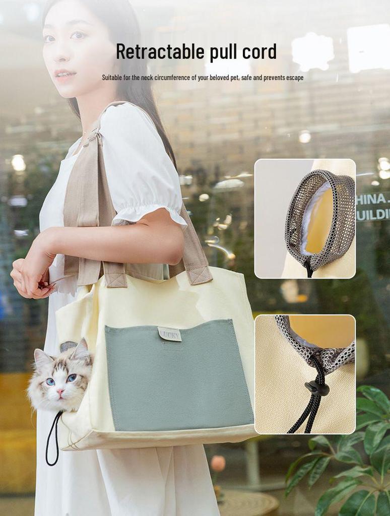 Portable Canvas Dog & Cat Carrier: Crossbody, Breathable, Head-Out Design for Small Pets.