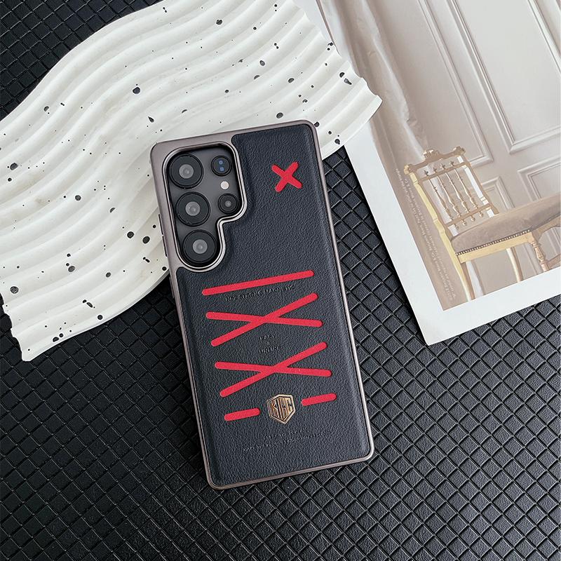 

For Samsung Galaxy S23 S24 S25 Ultra Plus Case KIGC Symphony Series Strong Magnetism Wireless Charging Matte Leather Back Cover Artificial leather&Galaxy S23 Ultra чорний