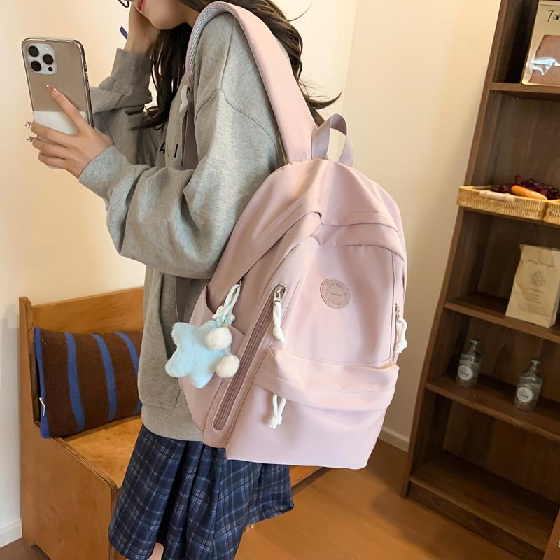 Solid Color Student Schoolbag Women's Lightweight Backpack