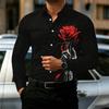 Men's Shirt with Retro Artistic Floral Print, Stylish Lapel, Long Sleeves, Business Casual, Trendy and Individualistic Style.