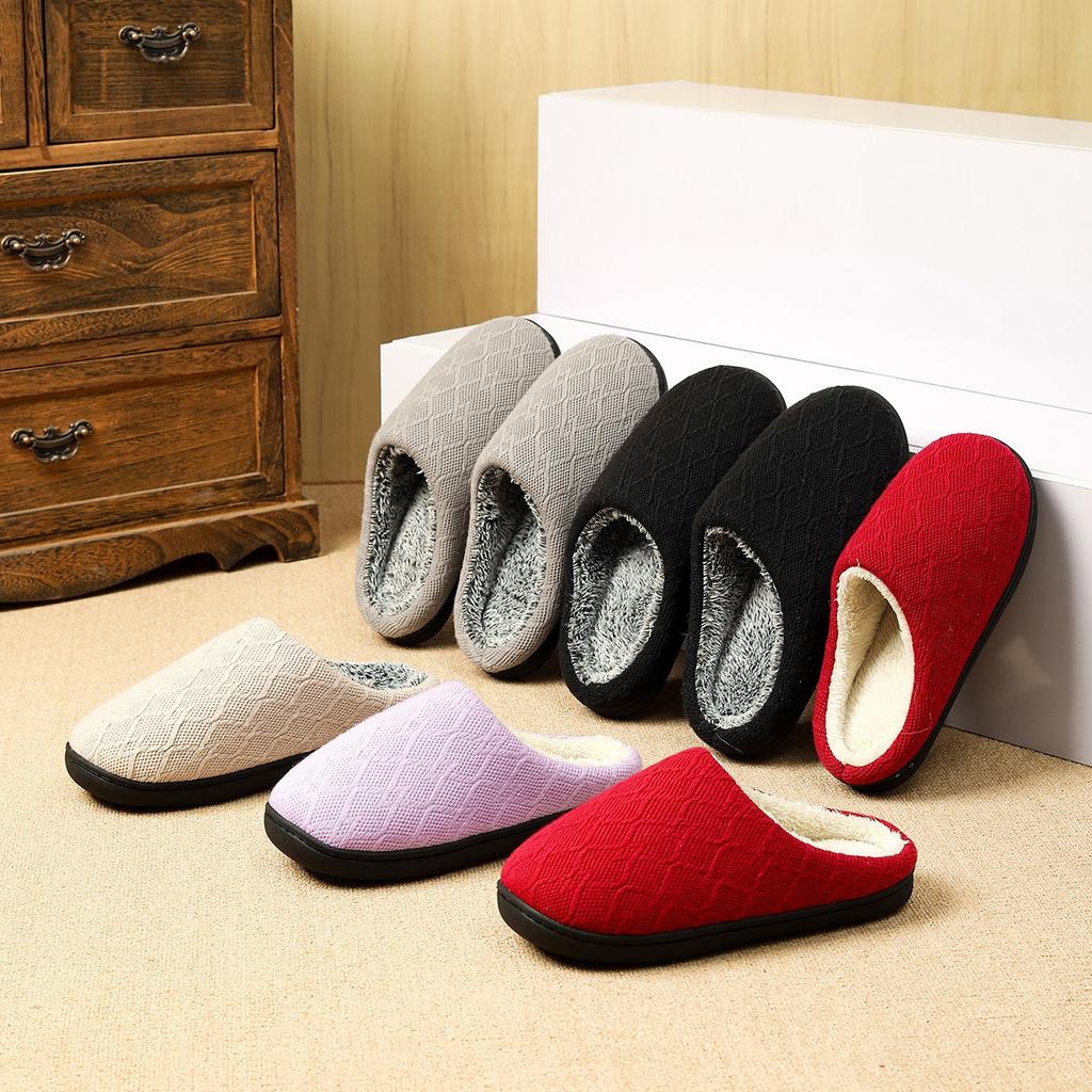 Fashion Plush slippers for home warmth couples cotton slippers non-slip plush thickened autumn and winter cotton slippers