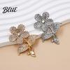 Women Decorative Pin Vintage Rhinestone Flower Brooch Floral Alloy Lapel