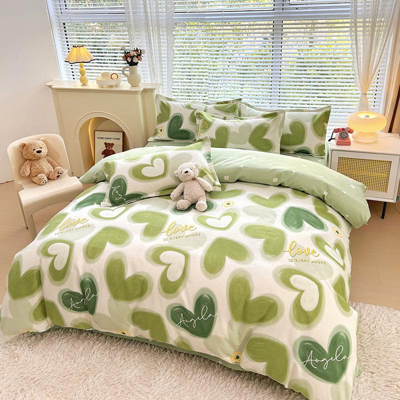 Fresh and Pastoral Style of Plants and Flowers, Dormitory Home Three-piece Set, Four-piece Set, Silky Soft and Delicate Bedding