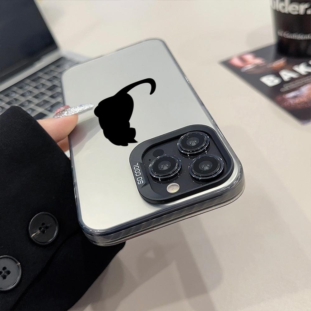 

Cartoon Black Cat Phone Case Matte Colored Silver For IPhone 17 15 14 16 13 12 11 Pro Max Plus XS X Shockproof Hard Cover iPhone 16