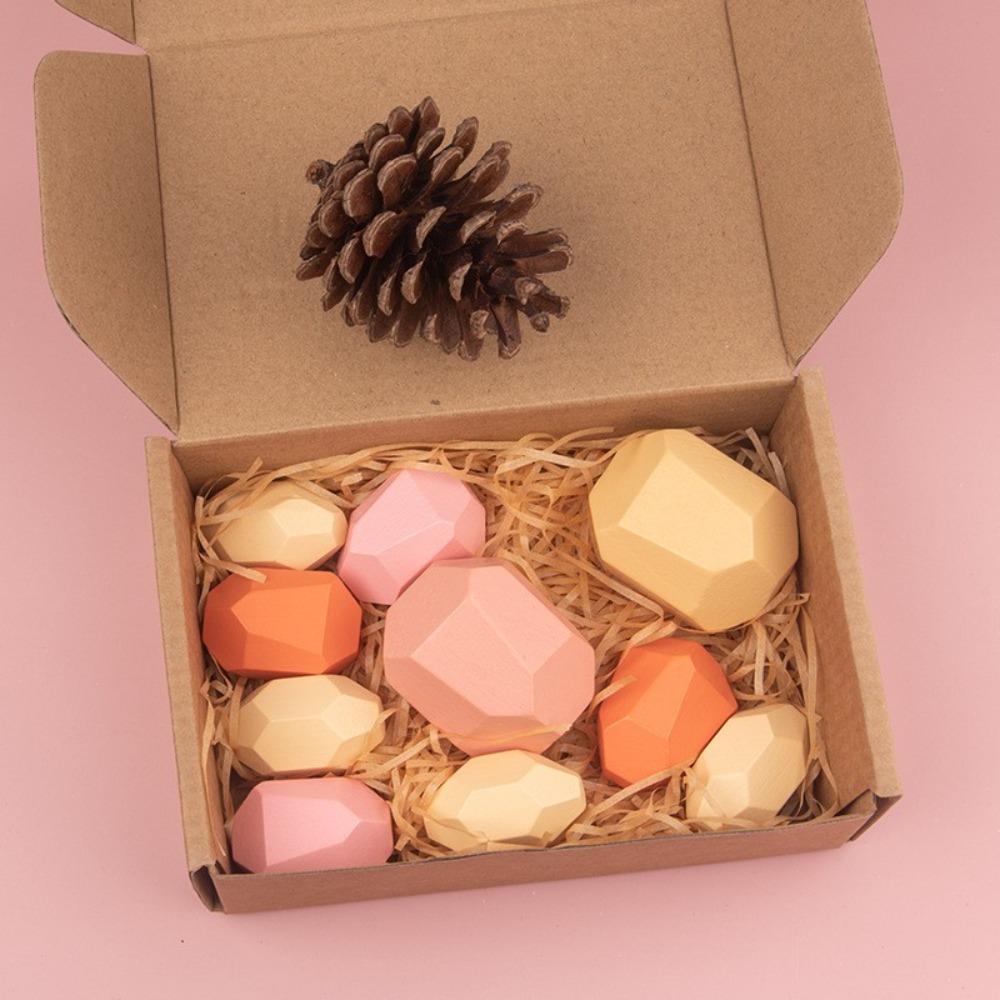 Wooden children's Nordic ins wind colored stone stacking music boys and girls indoor ornaments early education educational toys